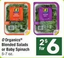 Albertsons O Organics Blended Salads or Baby Spinach offer