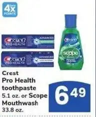 Albertsons Crest pro health toothpaste or scope mouthwash offer