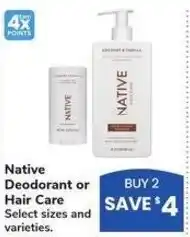 Albertsons Native Deodorant or Hair Care offer