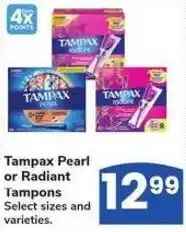 Albertsons Tampax Pearl or Radiant Tampons offer