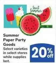Albertsons Summer Paper Party Goods offer