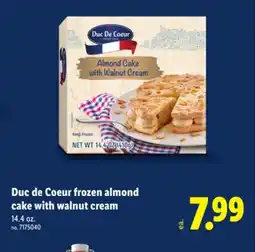 Lidl Duc de Coeur frozen almond cake with walnut cream offer