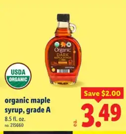 Lidl organic maple syrup, grade A offer