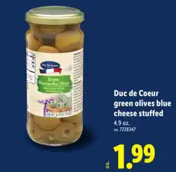 Lidl Duc de Coeur green olives blue cheese stuffed offer