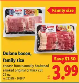 Lidl Dulano bacon, family size offer