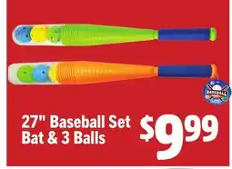 Vallarta Supermarkets 27 Baseball Set Bat & 3 Balls offer