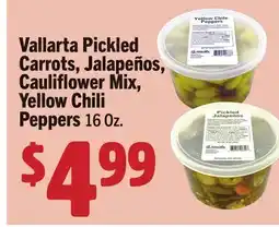 Vallarta Supermarkets Vallarta Pickled Carrots, Jalapeños, Cauliflower Mix, Yellow Chili Peppers offer