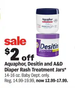 Meijer Aquaphor, Desitin and A & D Diaper Rash Treatment Jars offer