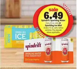Meijer Spindrift Sparkling Water 8 pk./12 oz. cans or Sparkling Ice Mini 10 pk./7.5 oz. cans offer