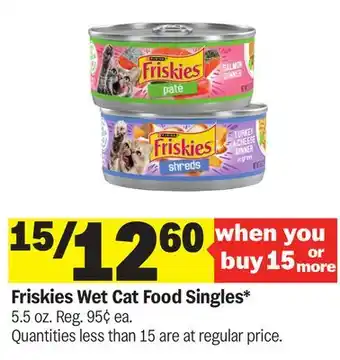 Meijer Friskies Wet Cat Food Singles offer