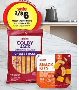 Meijer Meijer Cheese Sticks 9 oz. or Snack Kits 4.5 oz offer