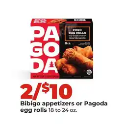 Hy-Vee Bibigo appetizers or Pagoda egg rolls offer