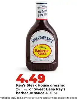Hy-Vee Ken's Steak House dressing 24 fl. oz. or Sweet Baby Ray's barbecue sauce 40 fl. oz offer