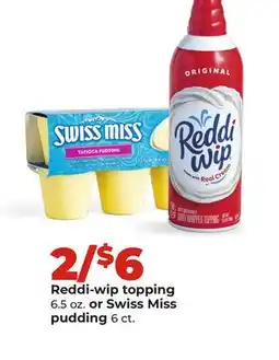 Hy-Vee Reddi-wip topping 6.5 oz. or Swiss Miss pudding 6 ct offer