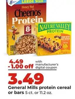 Hy-Vee General Mills protein cereal or bars offer
