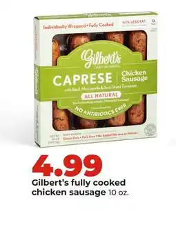 Hy-Vee Gilbert's fully cooked chicken sausage offer