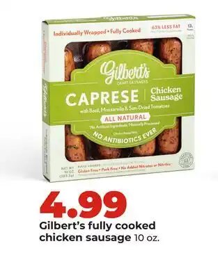 Hy-Vee Gilbert's fully cooked chicken sausage offer