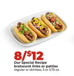 Hy-Vee Our Special Recipe bratwurst links or patties offer