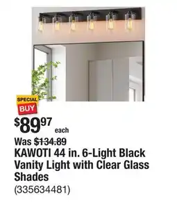 The Home Depot KAWOTI 44 in. 6-Light Black Vanity Light with Clear Glass Shades offer