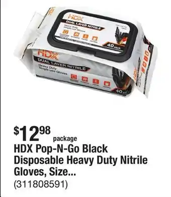 The Home Depot HDX Pop-N-Go Black Disposable Heavy Duty Nitrile Gloves, Size Large (40-Count) offer