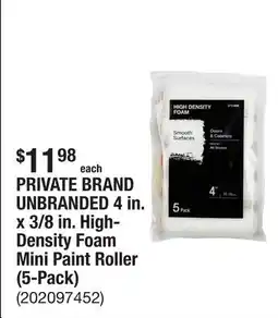 The Home Depot PRIVATE BRAND UNBRANDED 4 in. x 3/8 in. High-Density Foam Mini Paint Roller (5-Pack) offer