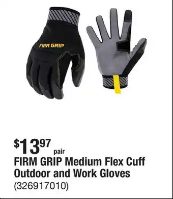 The Home Depot FIRM GRIP Medium Flex Cuff Outdoor and Work Gloves offer