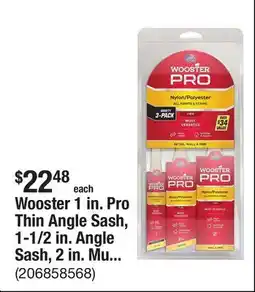 The Home Depot Wooster 1 in. Pro Thin Angle Sash, 1-1/2 in. Angle Sash, 2 in. Multisize Brush Pack (3-Pack) offer