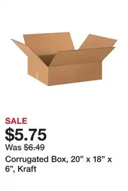 Office Depot Corrugated Box, 20 x 18 x 6, Kraft offer
