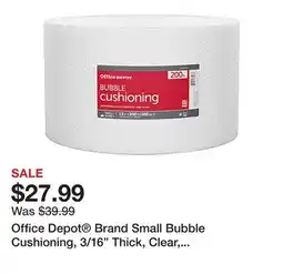Office Depot Office Depot Brand Small Bubble Cushioning, 3/16 Thick, Clear, 12 x 200' offer