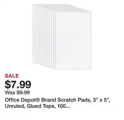Office Depot Office Depot Brand Scratch Pads, 3 x 5, Unruled, Glued Tops, 100 Sheets, Pack Of 12 offer