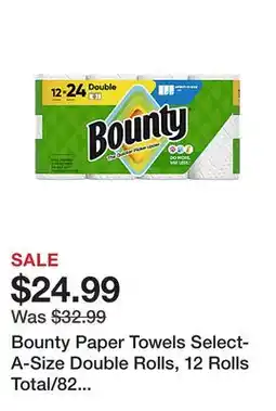 Office Depot Bounty Paper Towels Select-A-Size Double Rolls, 12 Rolls Total/82 Sheets Per Roll, White offer