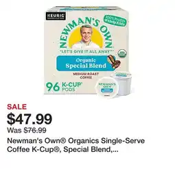 Office Depot Newman's Own Organics Single-Serve Coffee K-Cup , Special Blend, Carton Of 96, 4 x 24 Per Box offer
