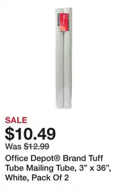Office Depot Office Depot Brand Tuff Tube Mailing Tube, 3 x 36, White, Pack Of 2 offer