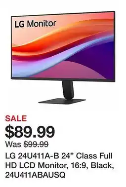 Office Depot LG 24U411A-B 24 Class Full HD LCD Monitor, 16:9, Black, 24U411ABAUSQ offer