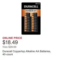 Costco Duracell Coppertop Alkaline AA Batteries, 40-count offer