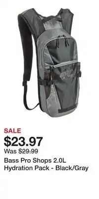 Cabela's Bass Pro Shops 2.0L Hydration Pack - Black/Gray offer