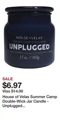 Cabela's House of Velas Summer Camp Double-Wick Jar Candle - Unplugged Apothecary offer