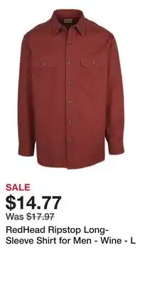 Cabela's RedHead Ripstop Long-Sleeve Shirt for Men - Wine - L offer