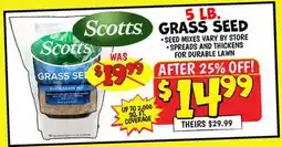Ollie's SCOTTS 5 LB. GRASS SEED offer