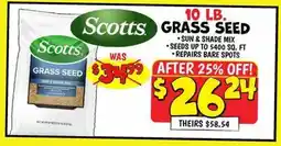 Ollie's SCOTTS 10 LB. GRASS SEED offer