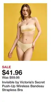 Victoria's Secret Invisible by Victoria's Secret Push-Up Wireless Bandeau Strapless Bra offer