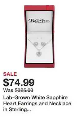 Belk Lab-Grown White Sapphire Heart Earrings and Necklace in Sterling Silver offer