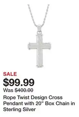 Belk Rope Twist Design Cross Pendant with 20 Box Chain in Sterling Silver offer
