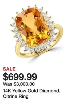 Belk 14K Yellow Gold Diamond, Citrine Ring offer