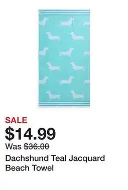 Belk Dachshund Teal Jacquard Beach Towel offer