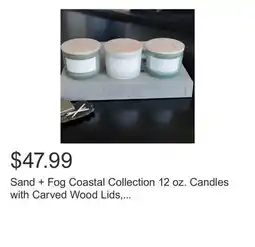Costco Sand + Fog Coastal Collection 12 oz. Candles with Carved Wood Lids, Set of 3 offer