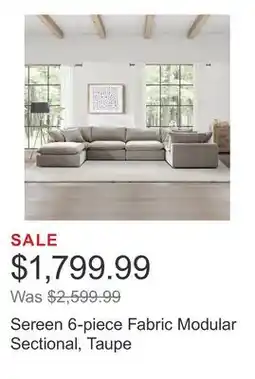 Costco Sereen 6-piece Fabric Modular Sectional, Taupe offer