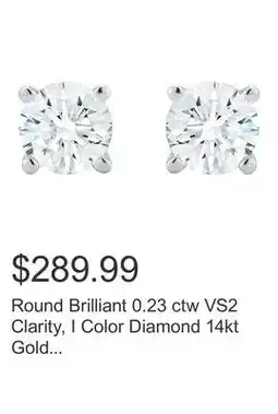 Costco Round Brilliant 0.23 ctw VS2 Clarity, I Color Diamond 14kt Gold Screwback Stud Earrings offer