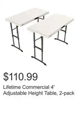 Costco Lifetime Commercial 4' Adjustable Height Table, 2-pack offer