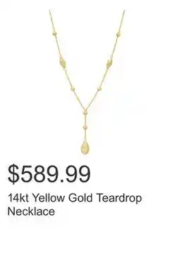 Costco 14kt Yellow Gold Teardrop Necklace offer